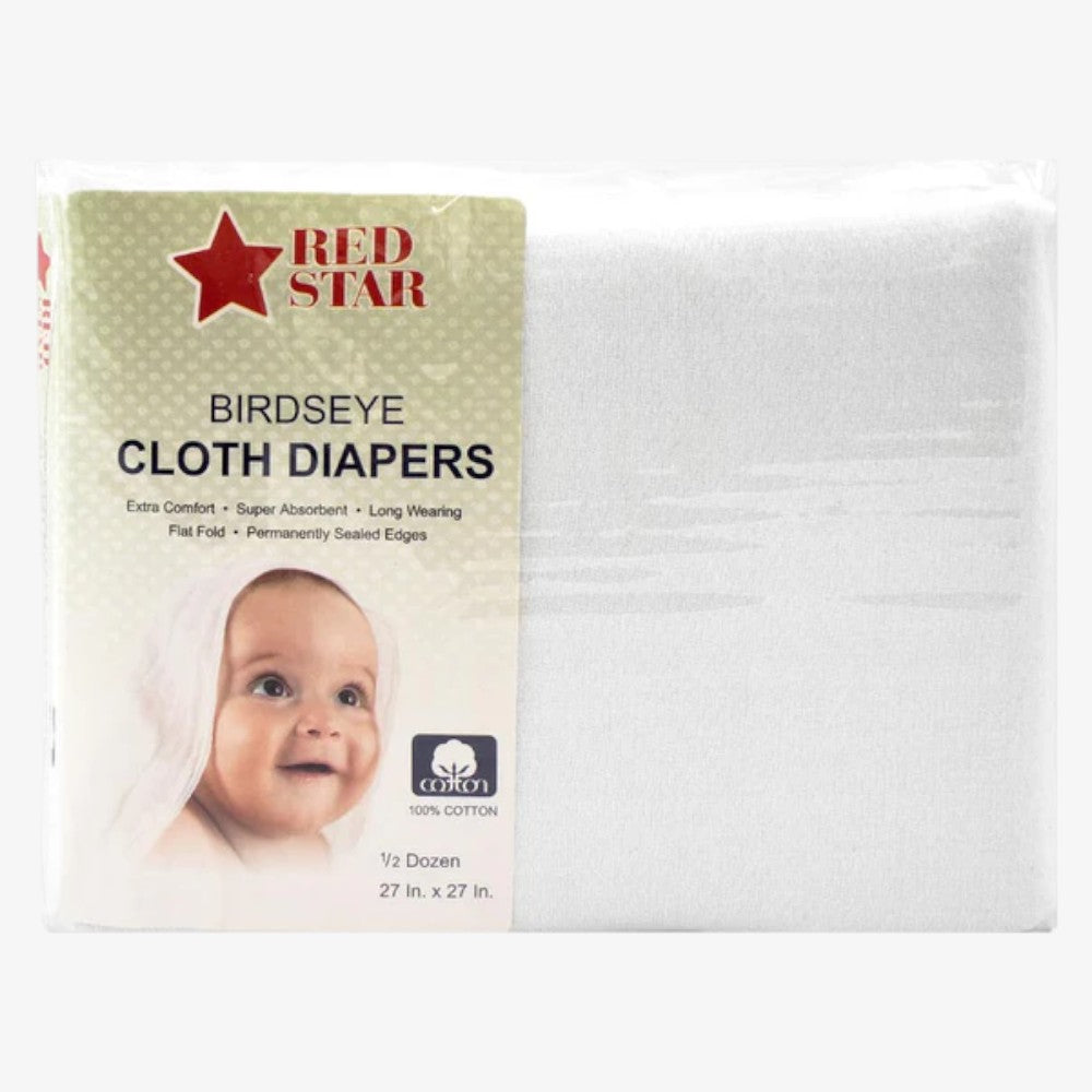 Birdseye Cloth Diapers 6 Count - White