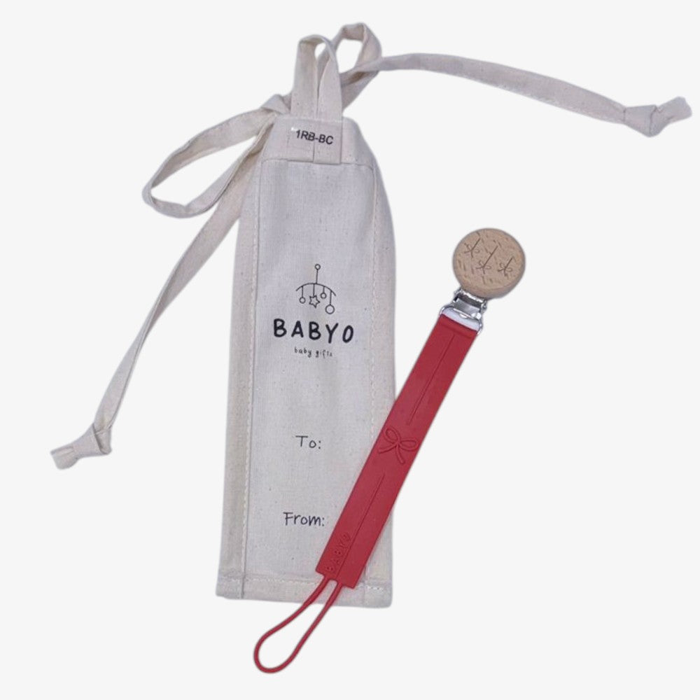 Bow Paci Clip - Red Triple Bow