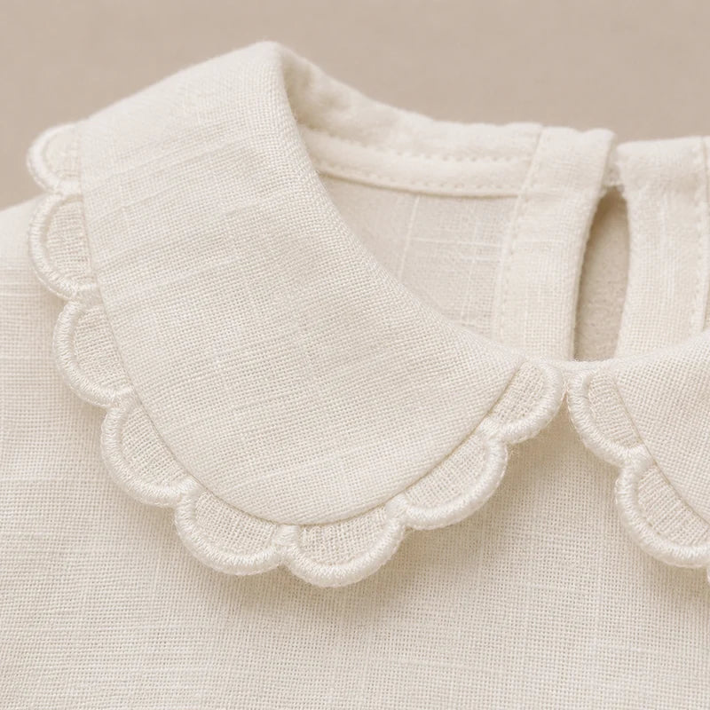 Embroidered Footie - Ivory