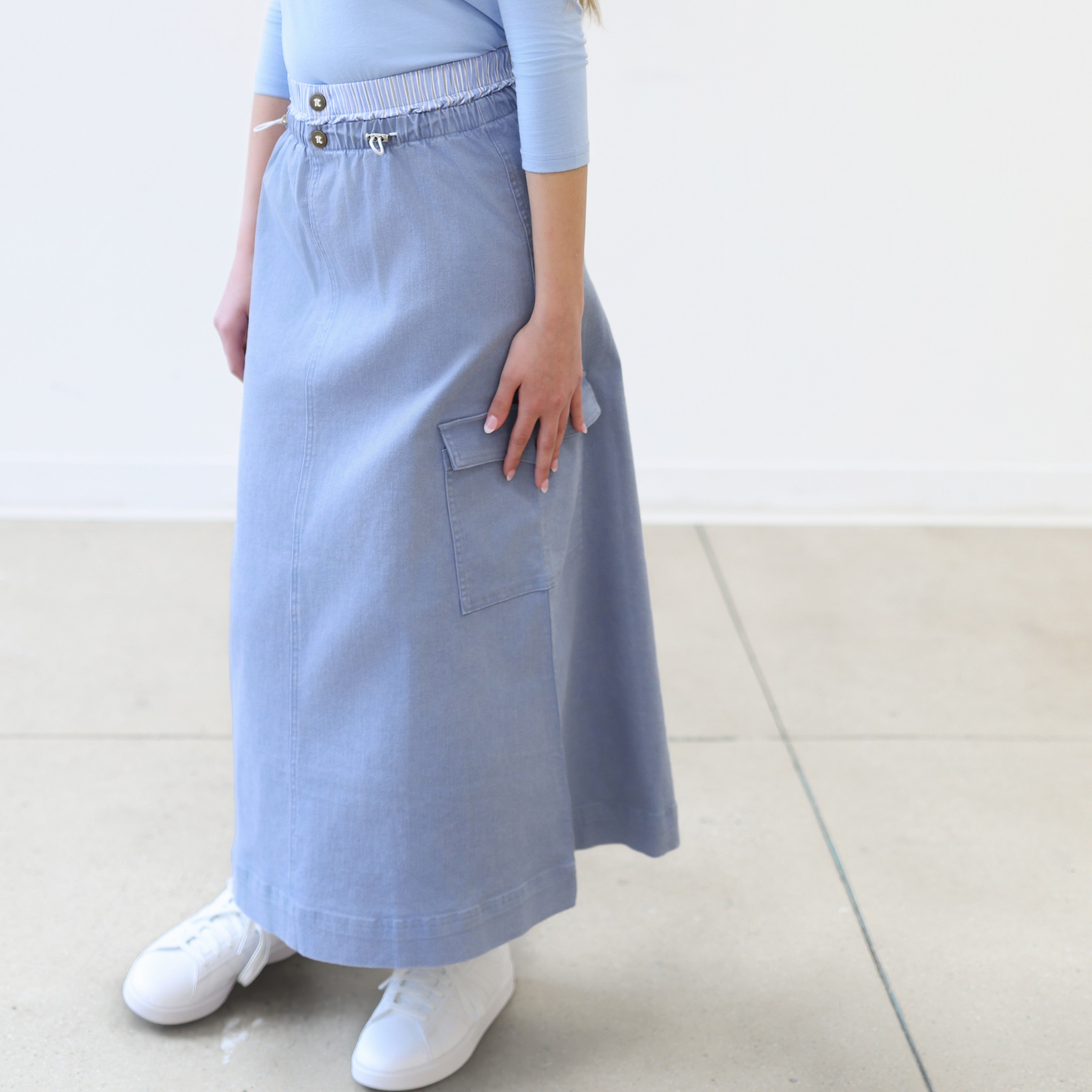 Double Waistband Skirt - Blue