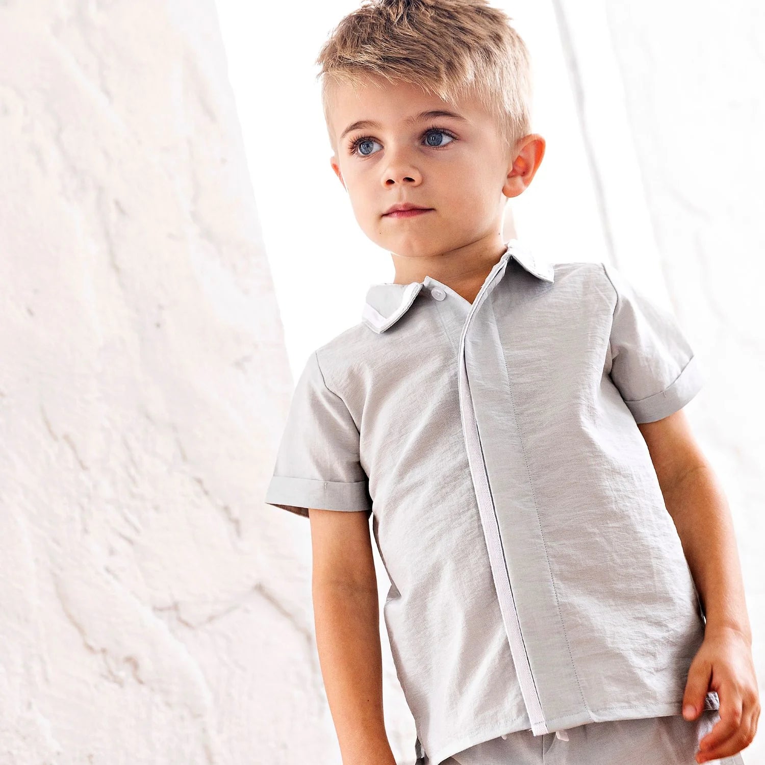 Bennet Collar Shirt - Blue Green & Cream