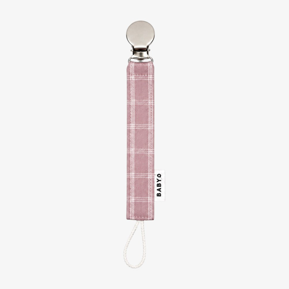 Plaid Paci Clip - Mauve