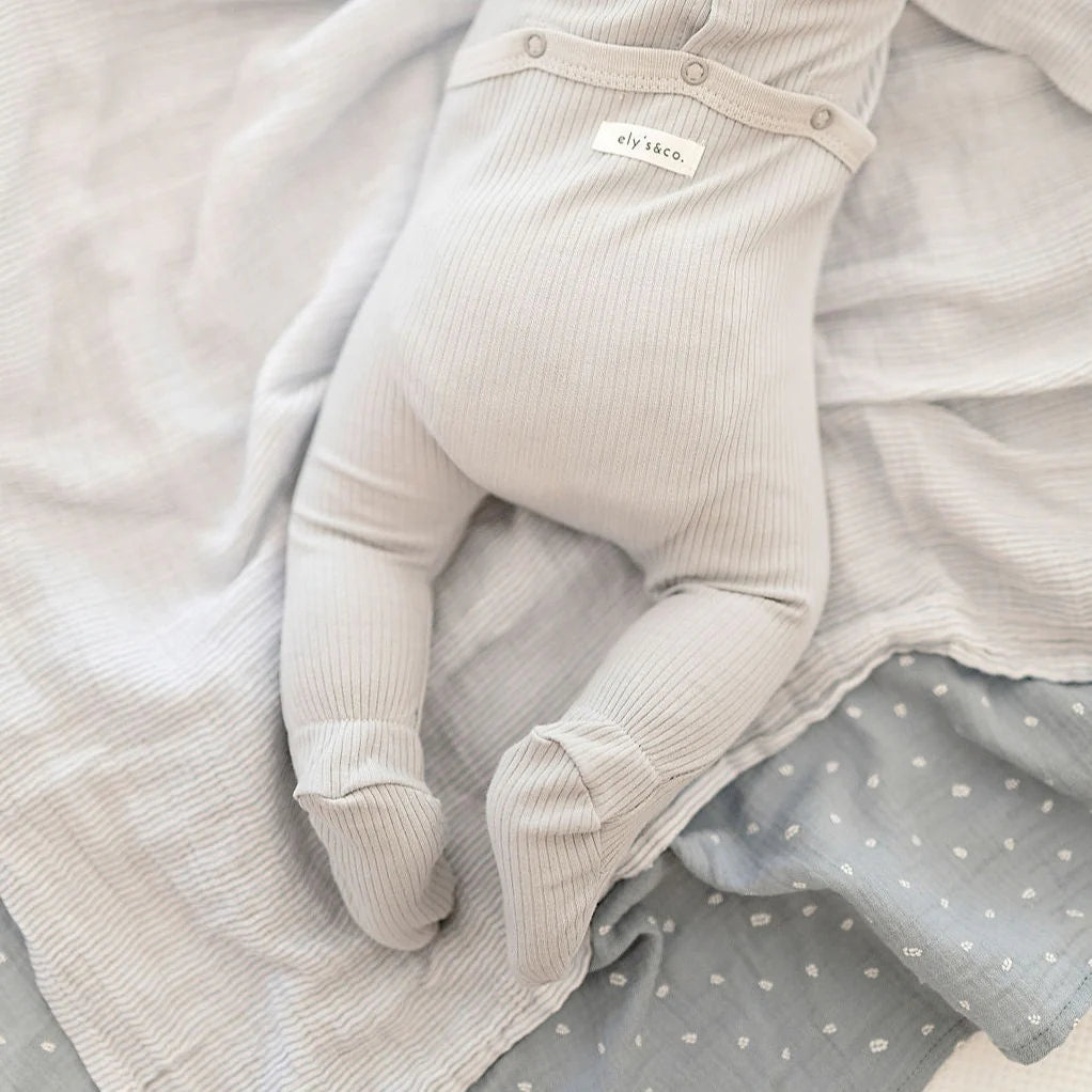 Muslin Swaddle 2 Pack - Blue Leaf Stripe