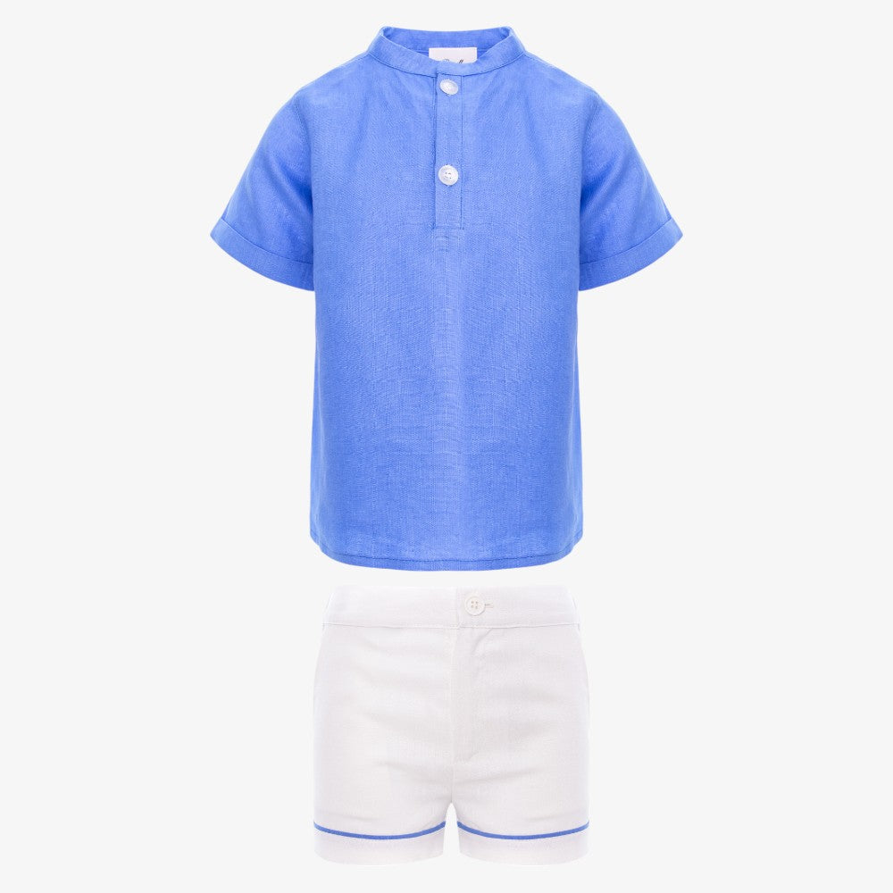 Trim Shirt And Shorts - Royal Blue&white