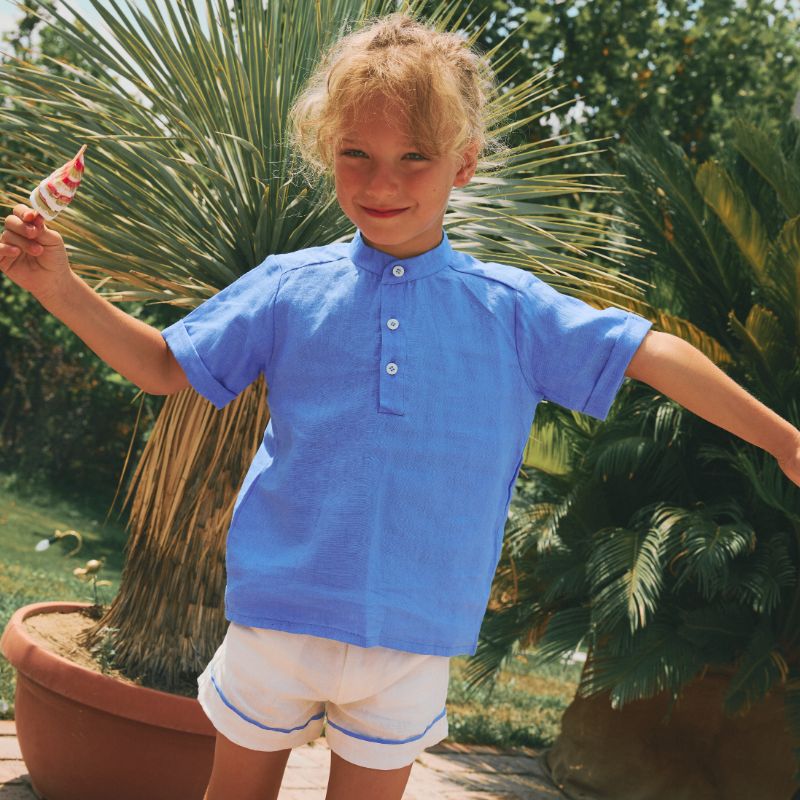 Trim Shirt And Shorts - Royal Blue&white