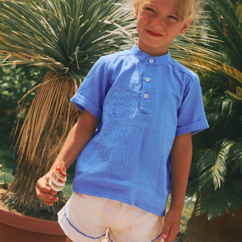 Trim Shirt And Shorts - Royal Blue&white