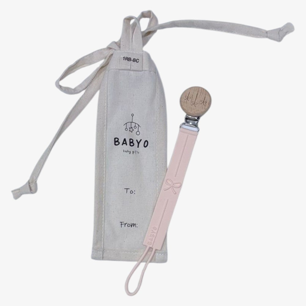 Bow Paci Clip - Pink Bow Charms