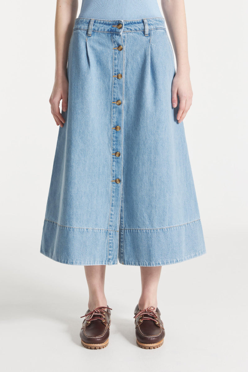 Button Down Skirt - Blue