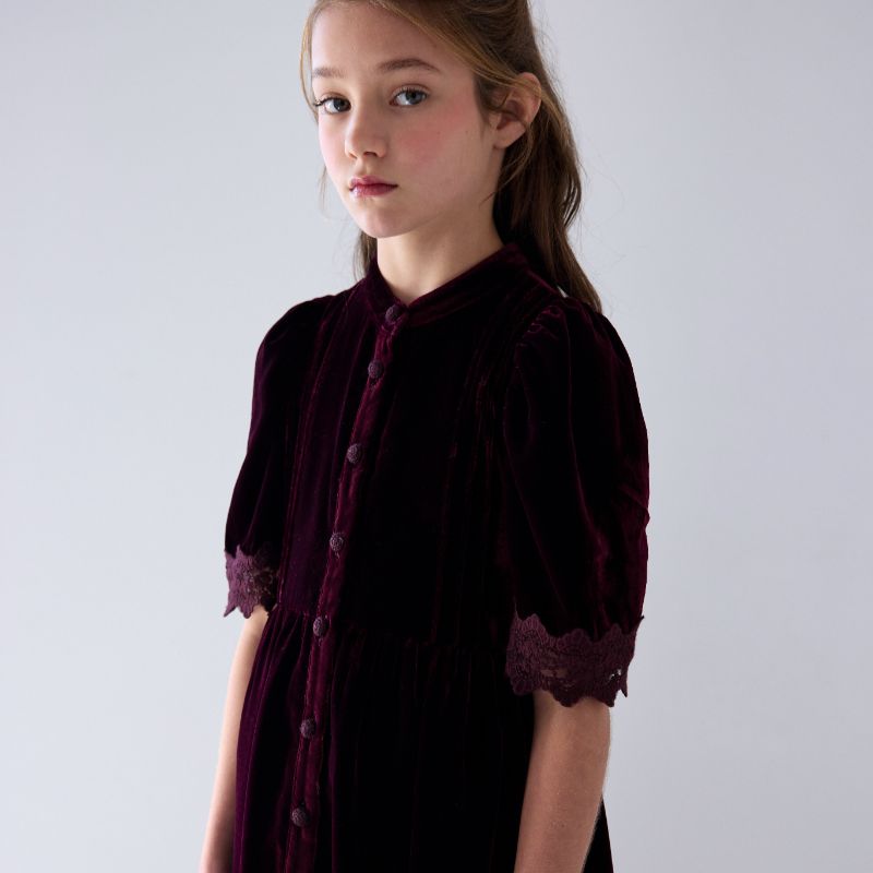 Velvet Midi Dress - Dark Cherry