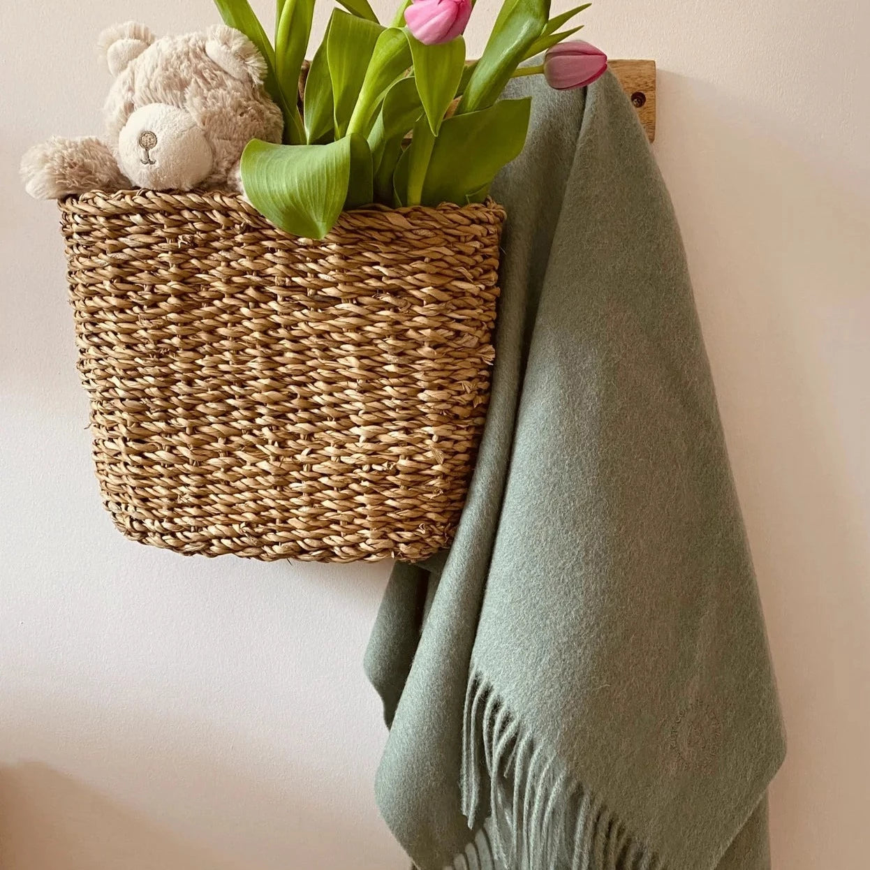Lambswool Blanket - Sage Melange