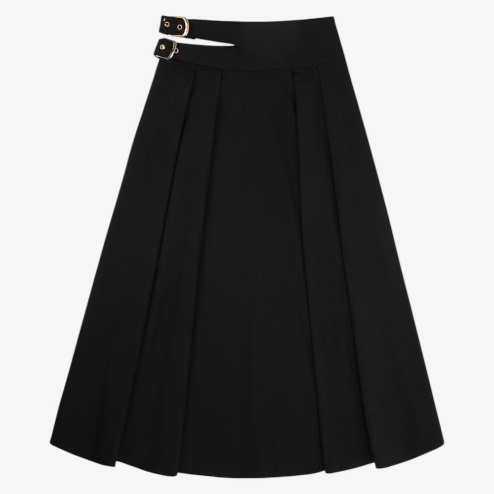 Double Buckle Midi Skirt - Black