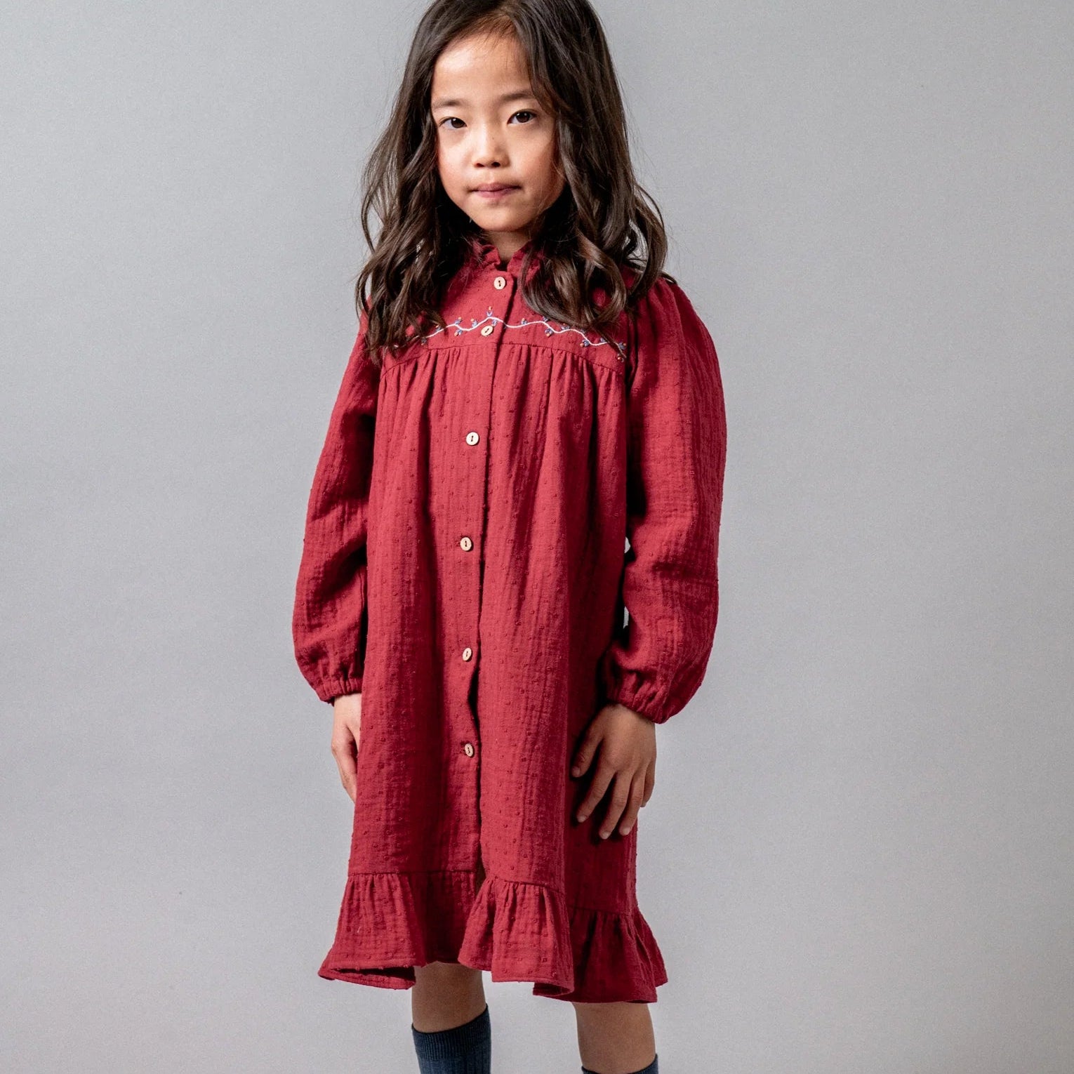 PLUMETI EMBROIDERED DRESS - Burgundy