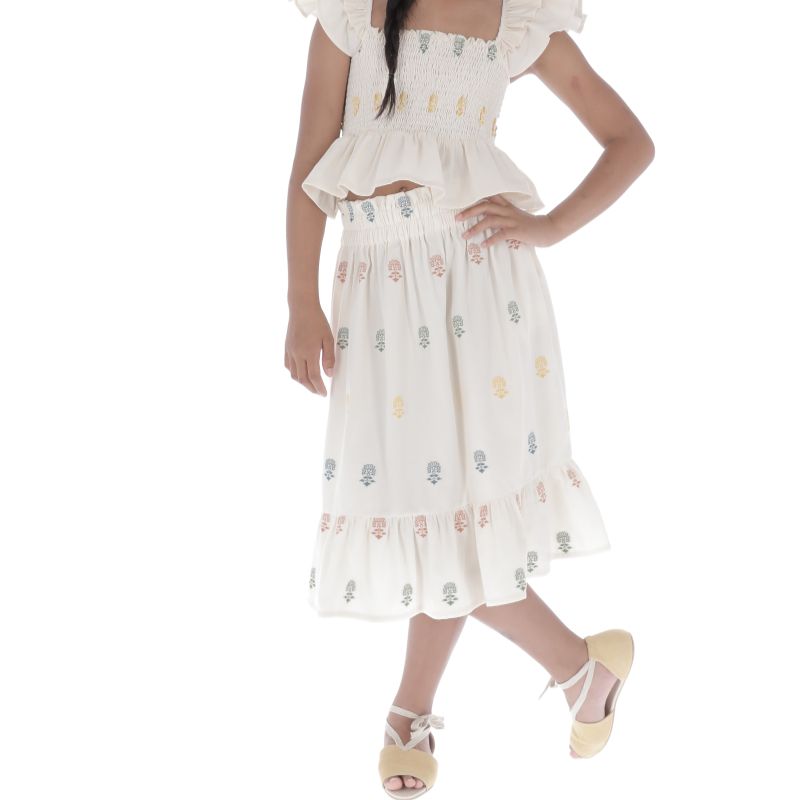 Embroidered Skirt - Ecru/multi
