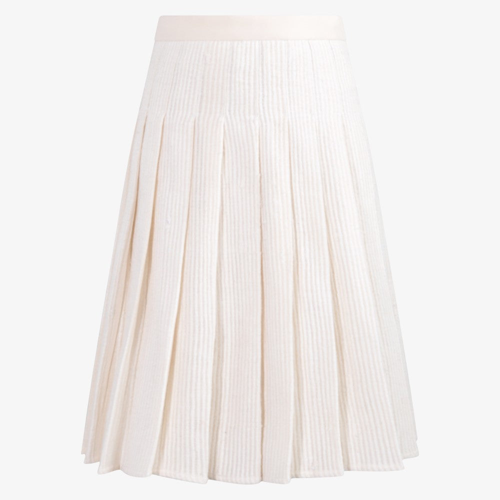 Pleat Woven Skirt - White