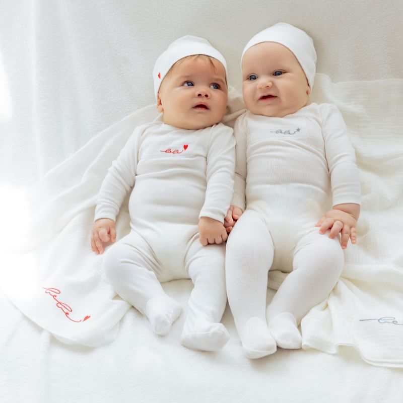 Muslin Patch Footie - Ivory&red