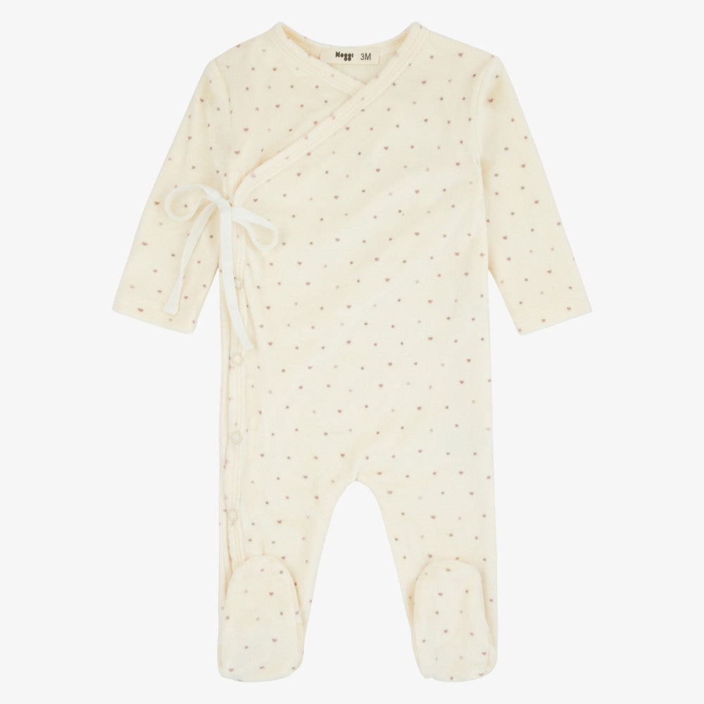 Velour Wrap Footie - Ivory&pink