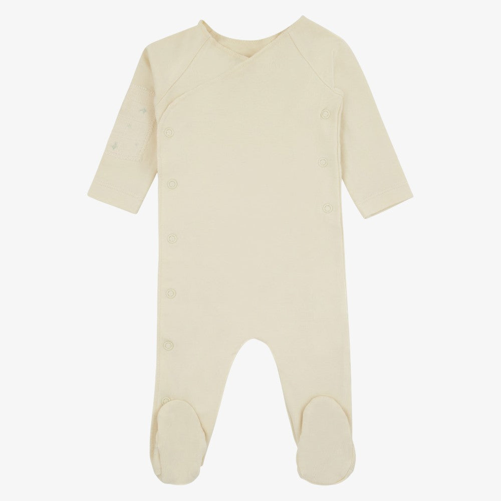 Printed Wrapover Footie- Scattered Branches Ivory main image 1