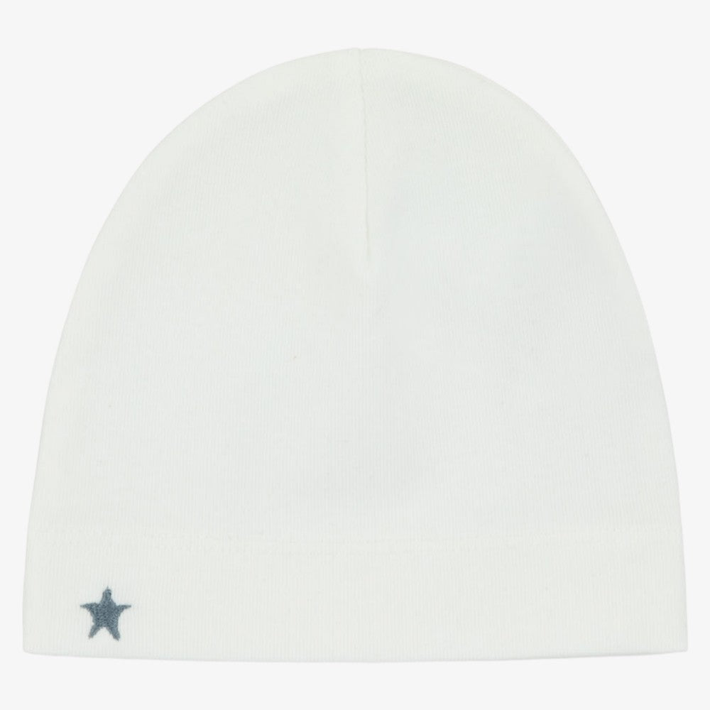 Muslin Patch Beanie - Ivory&blue