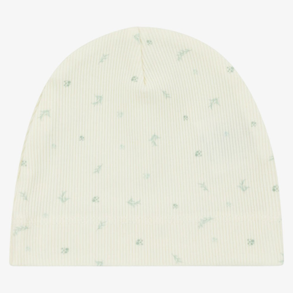 Ribbed Floral Beanie - Blue
