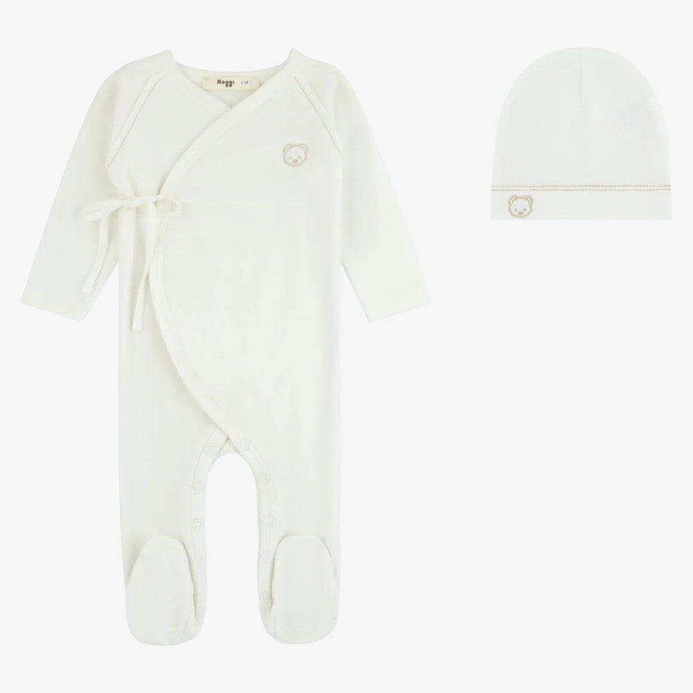 Teddy Wrap Footie And Beanie - Ivory