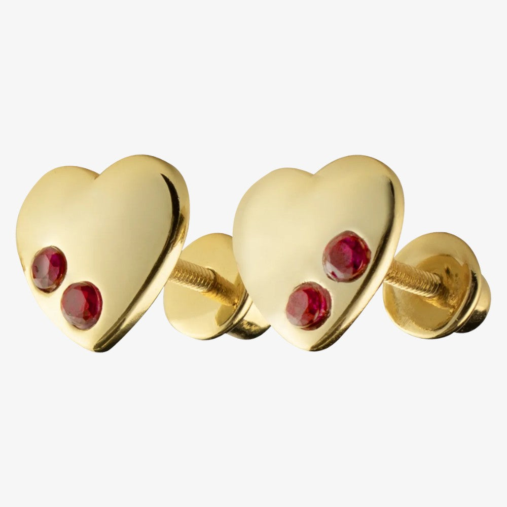 Heart Earrings - Red & Gold