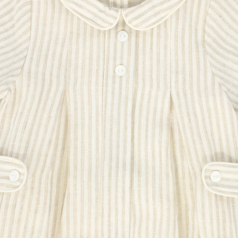 Linen Pleat Romper - Tan