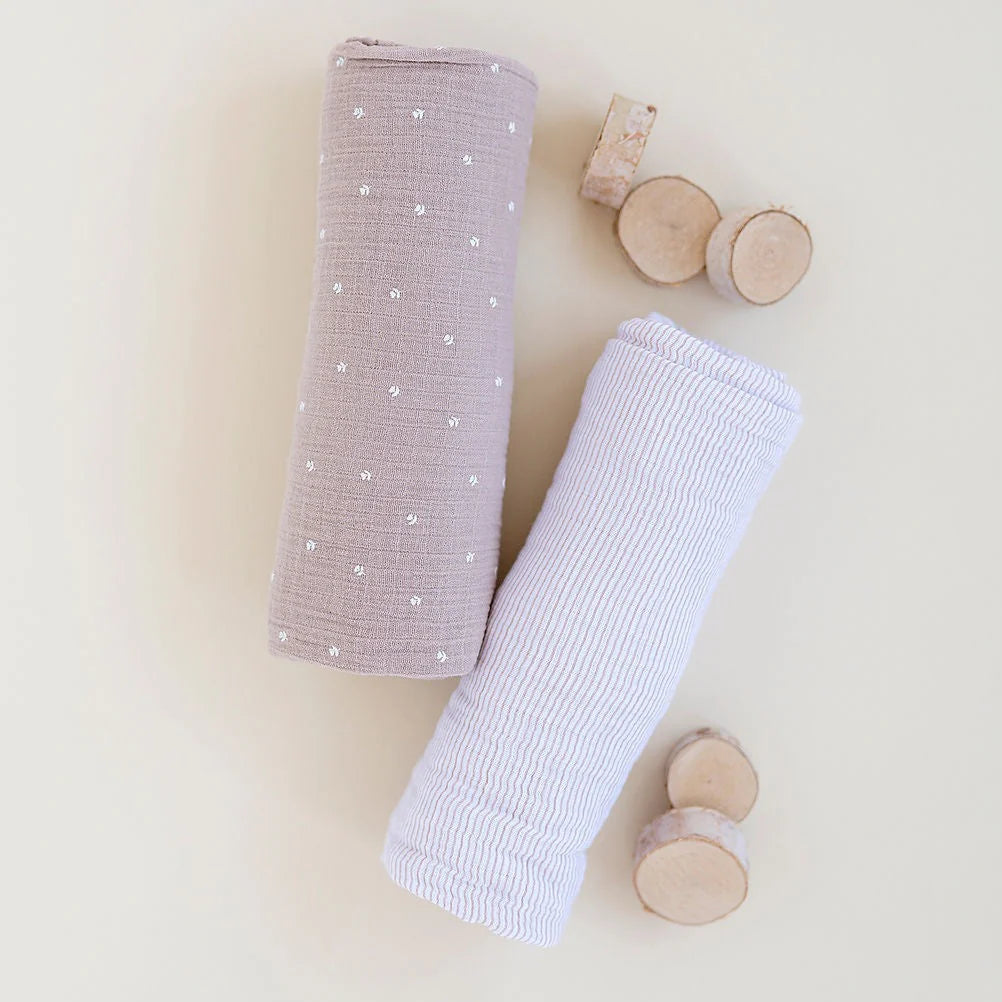 Muslin Swaddle 2 Pack - Mauve Tulip