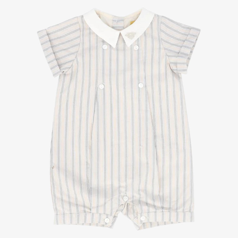 Button Collar Romper - Beige