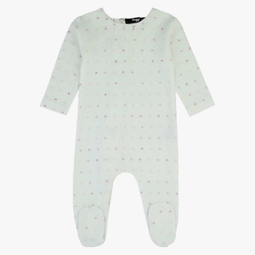 Bamboo Print Footie - Natural/pink