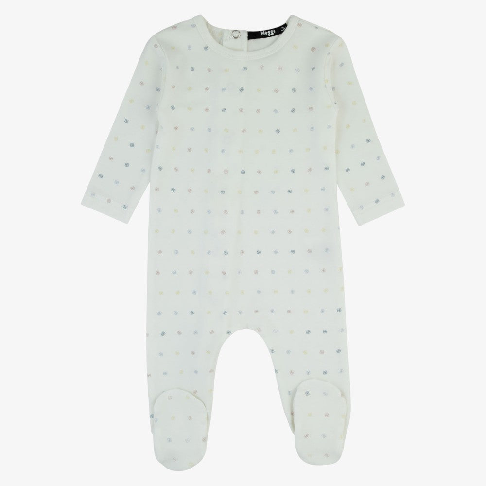 Bamboo Print Footie - Natural/blue