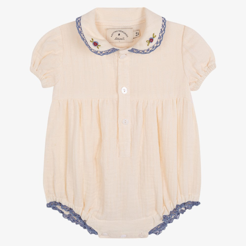 Embroidered Romper - White