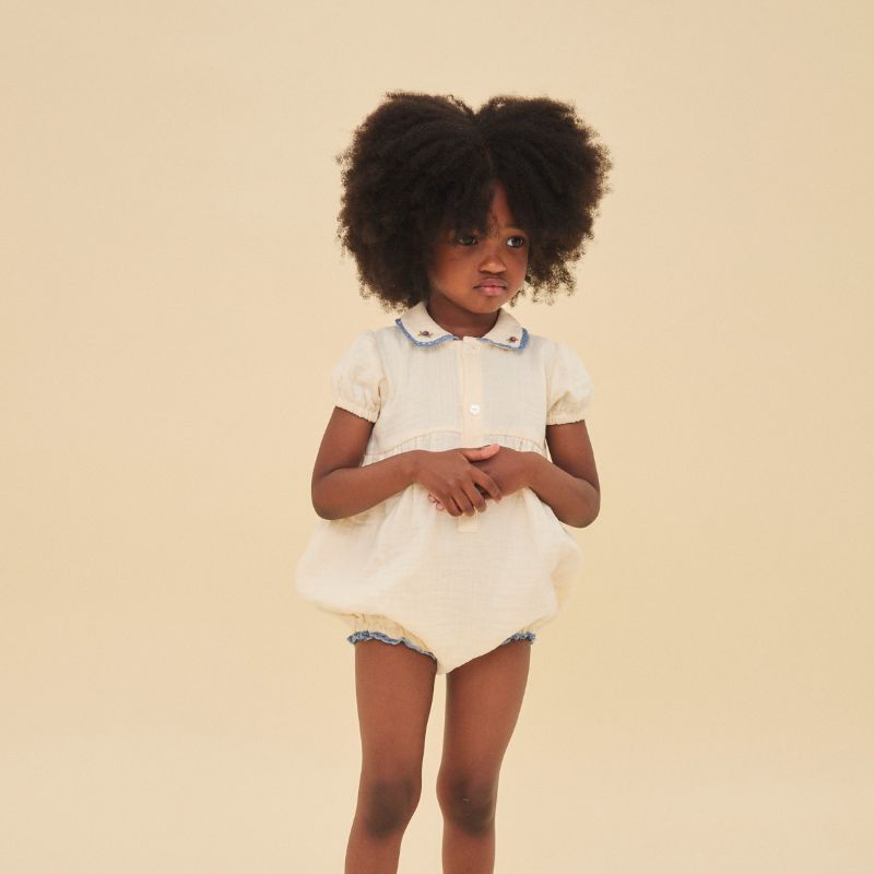 Embroidered Romper - White