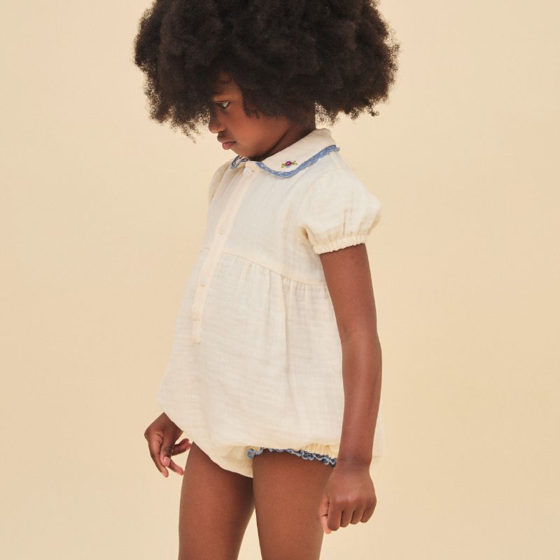 Embroidered Romper - White