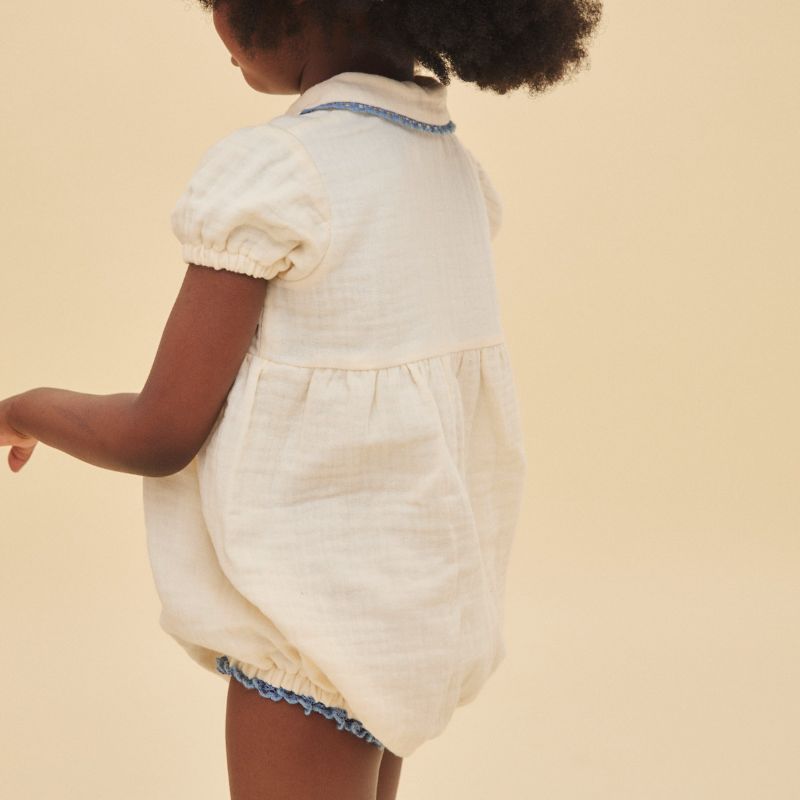 Embroidered Romper - White