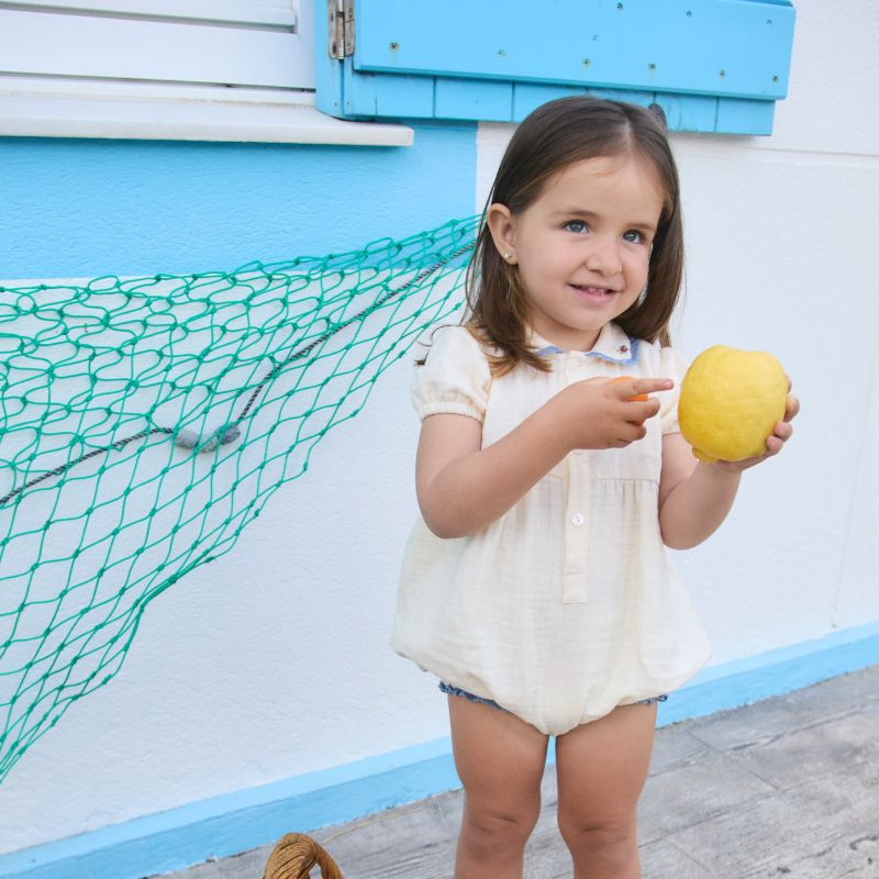 Embroidered Romper - White