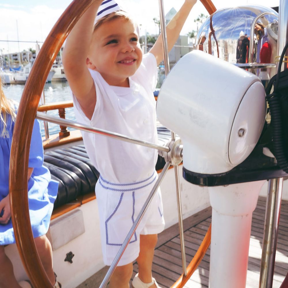 Buy Bermuda Shorts - White & Blue