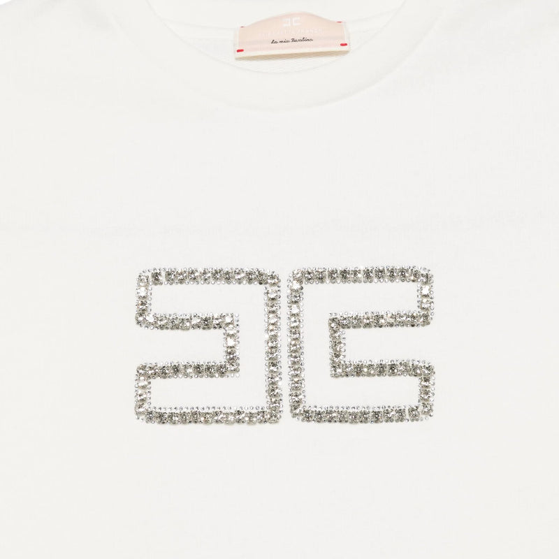 Embroidered Sweatshirt - Ivory&crystal