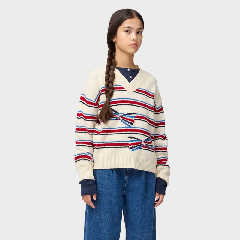 Gwenda Sweater - Cream & Red