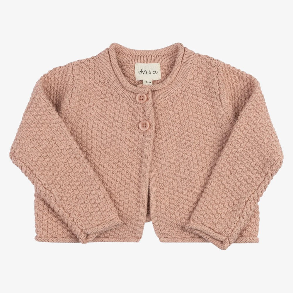 Floral Star Knit Cardigan - Pink
