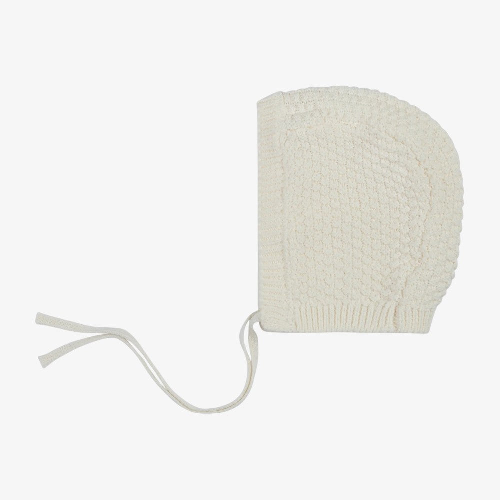 Floral Star Knit Bonnet - Cream