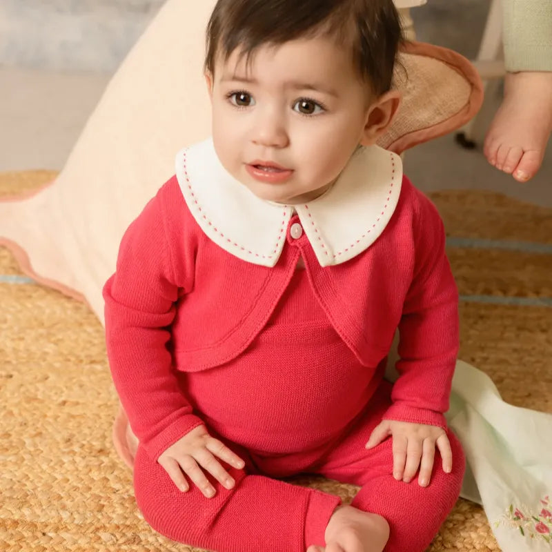 Knit Love 3 Piece Set - White & Pink