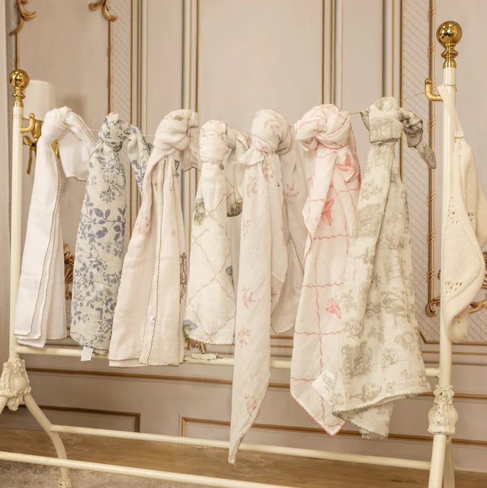 Swaddle And Burp Cloth Set - Toile Taupe