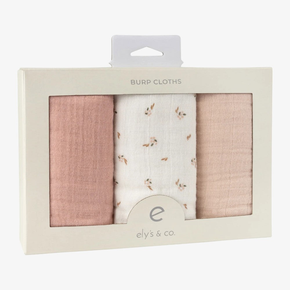 MUSLIN BURP CLOTHS 3 - Floral Pink
