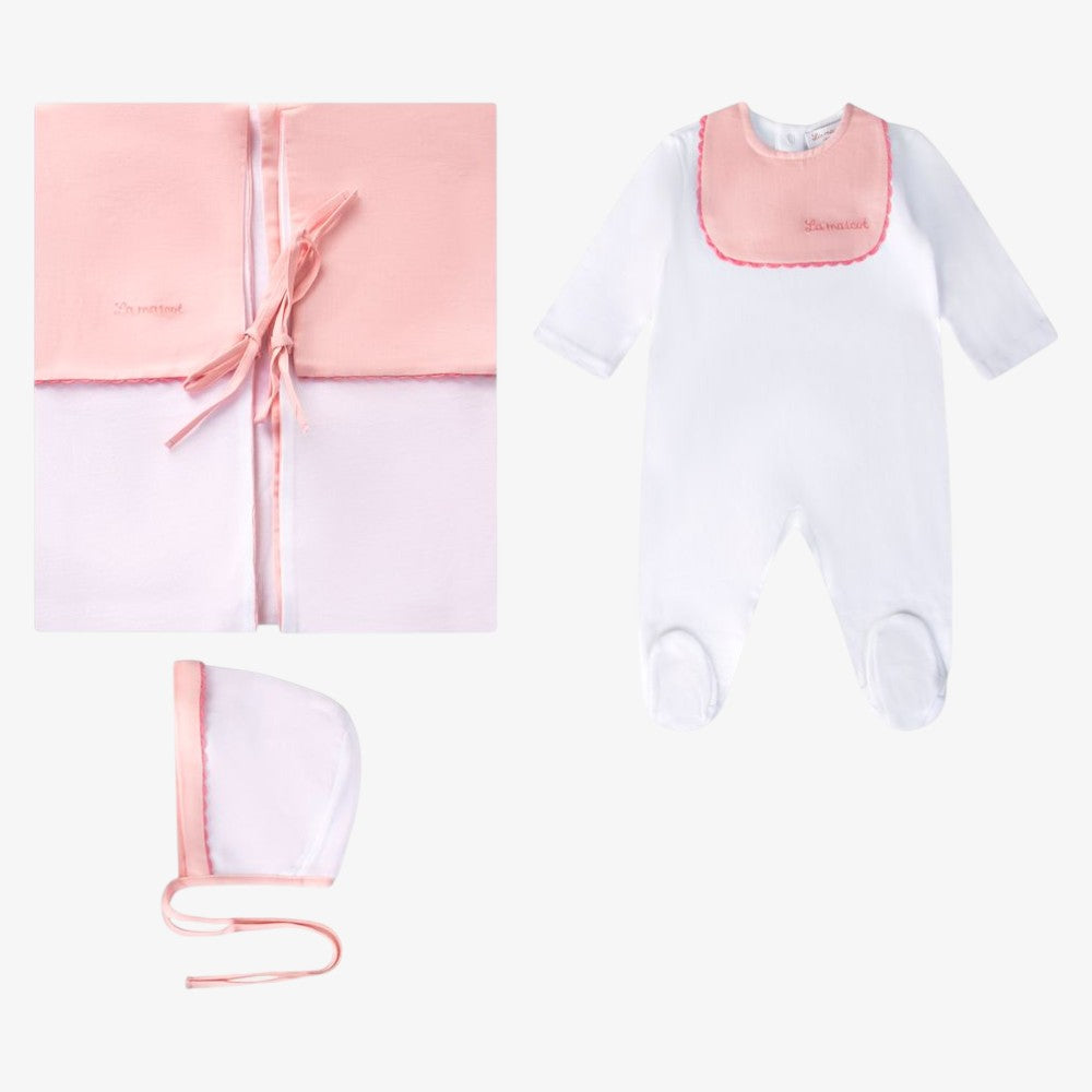 Bib Edge Take Me Home Set - White & Pink