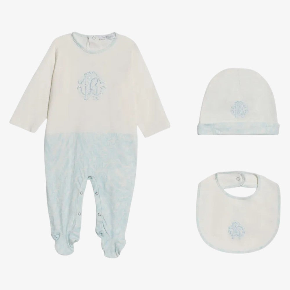 Logo Footie And Hat And Bib - Sky Blue