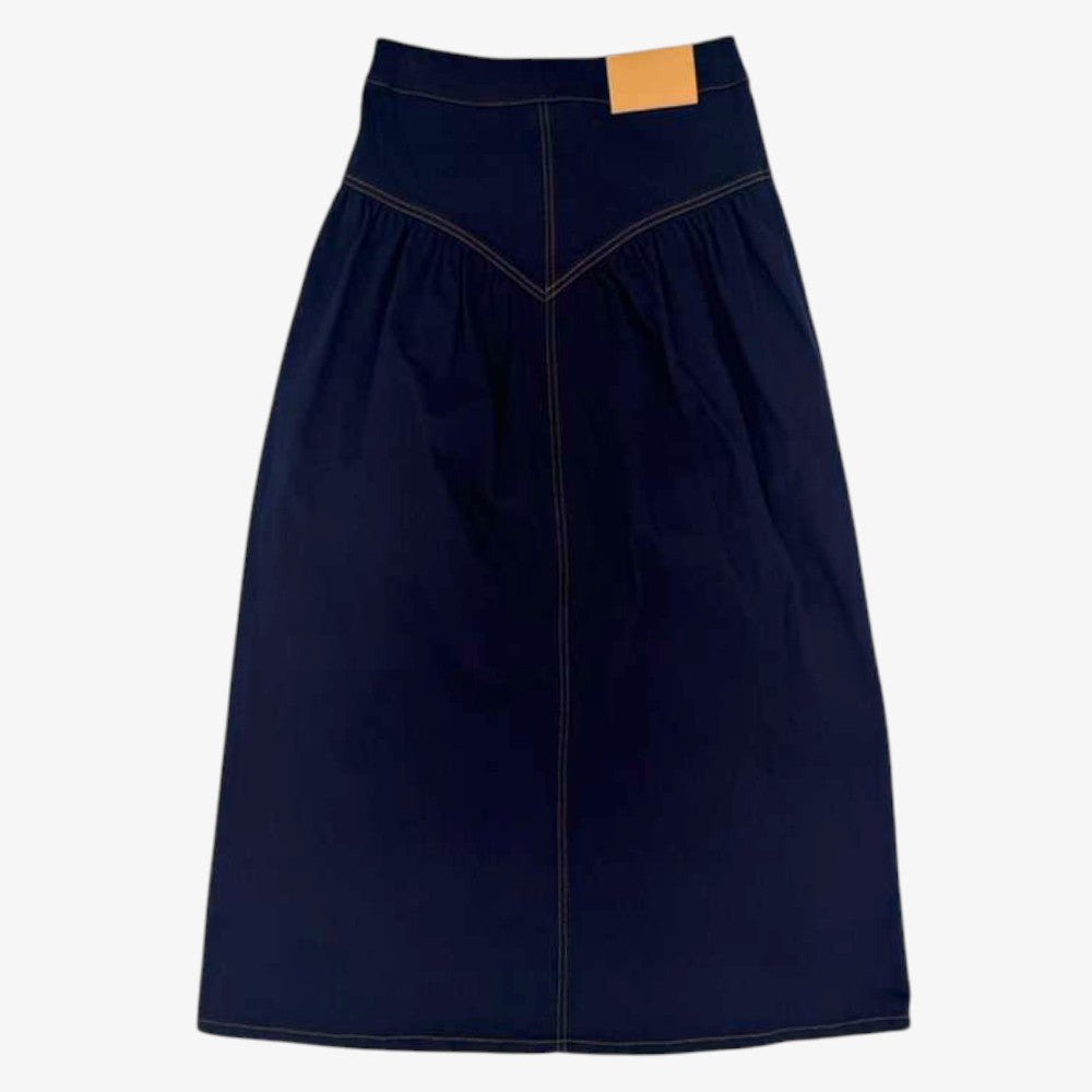 V Denim Skirt - Blue