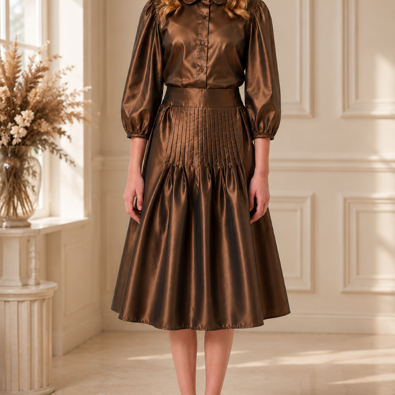 Pleat Skirt - Bronze