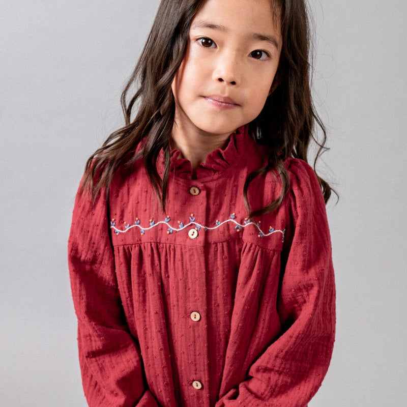PLUMETI EMBROIDERED DRESS - Burgundy