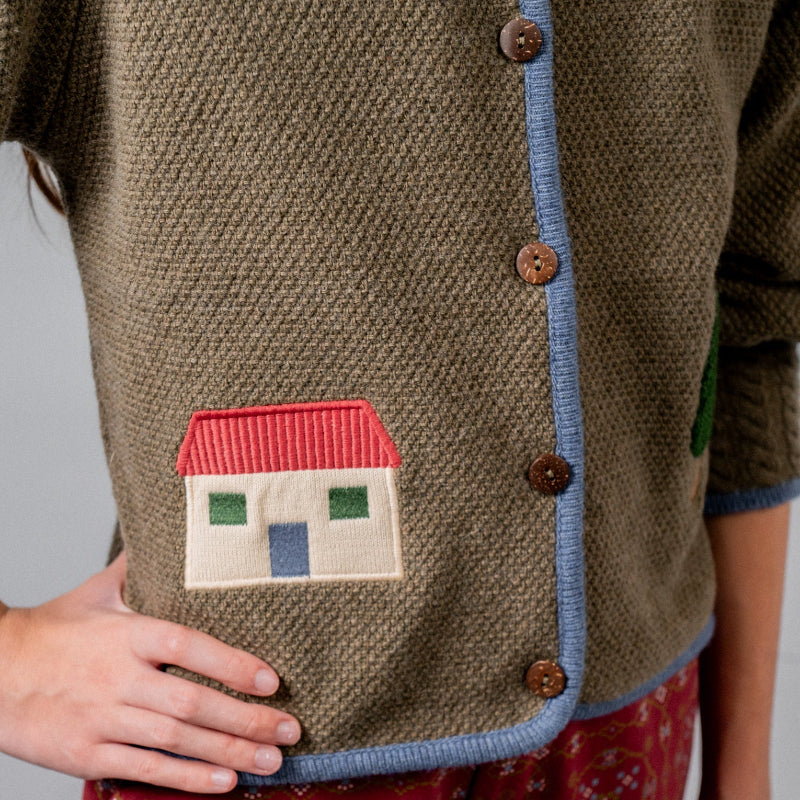 Austrian Embroidered Cardigan - Khaki