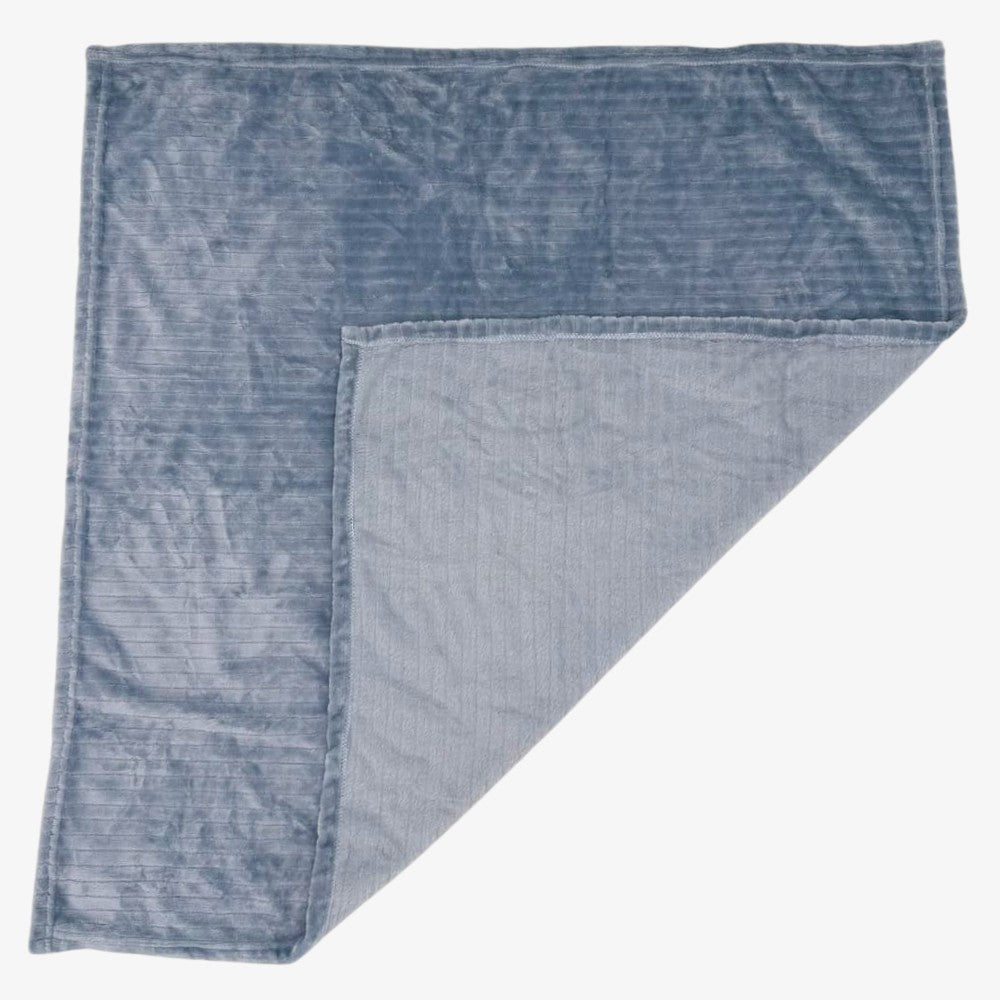 Fuzzy Stripe Blanket - Blue